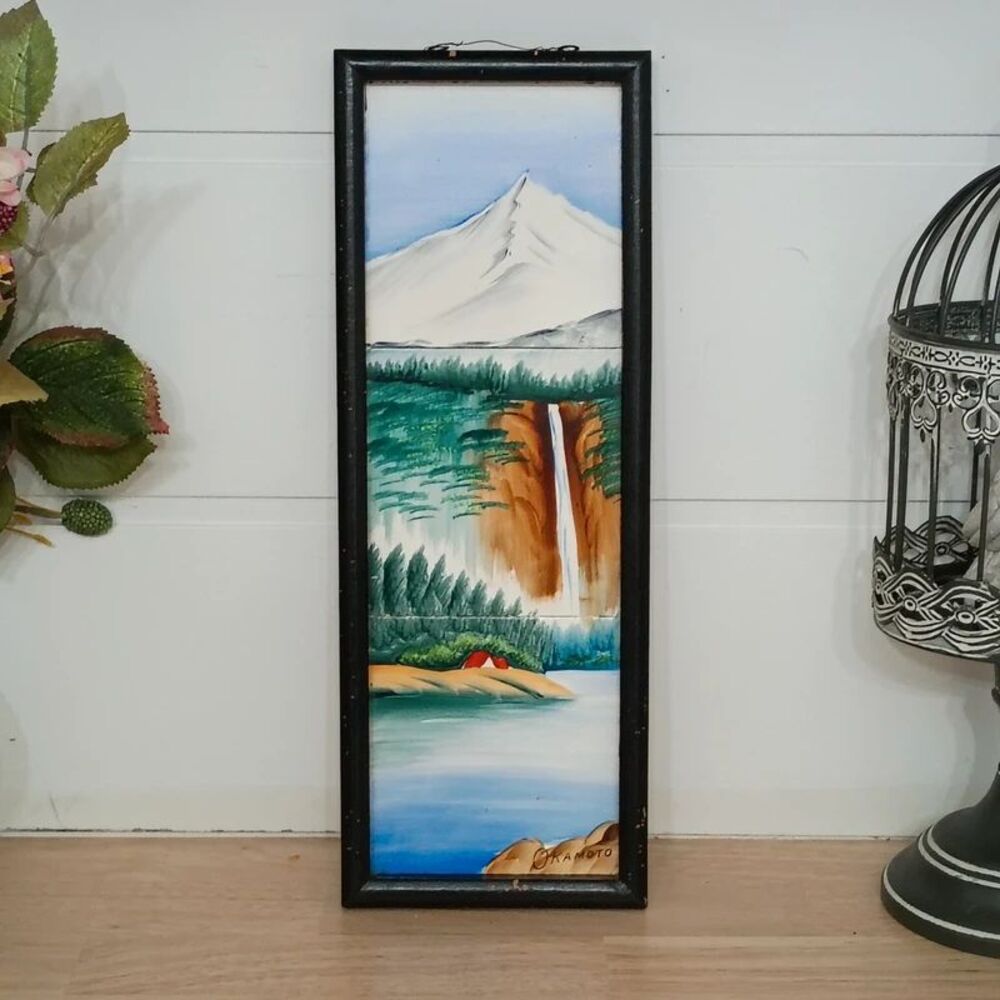 Okamoto Signed Japanese Art Mid-Century Modern Vibrant Hand Painted Tiles